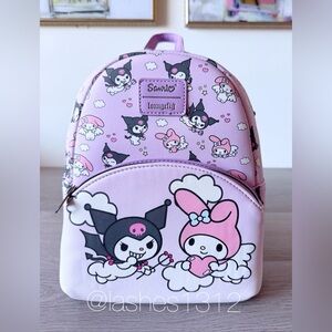 LOUNGEFLY Sanrio Bag Kuromi and My Melody Print Mini Backpack
